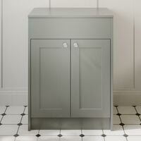 600mm Grey Traditional Bathroom Countertop Vanity Unit Floor Standing Doors