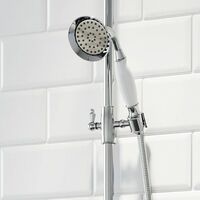 Traditional Thermostatic Mixer Shower Crosshead Valve Round Drench Head - Silver