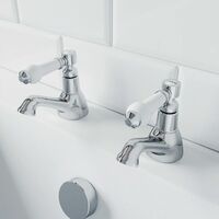 Traditional Bathroom Lever Hot Cold Twin Basin Sink Taps Bath Taps Set Ceramic