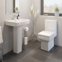 Complete Bathroom Suite Close Coupled Toilet Basin Straight Bath Screen Taps