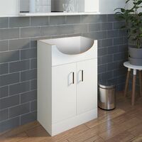 High Gloss White Vanity Unit 550mm Bathroom WC Cloakroom Stylish