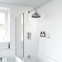 Thermostatic Concealed Lever Cross Shower Bath Filler Wall Mounted Fixed Head