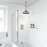 Thermostatic Concealed Lever Cross Shower Bath Filler Ceiling Mounted Fixed Head