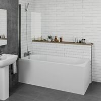 Complete Bathroom Suite 1700 Bath Screen WC Toilet Vanity Basin Taps Shower Grey - Grey