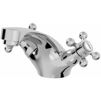 Traditional Bathroom Mono Basin Sink Mixer Tap Brass Cross Head Handle Chrome