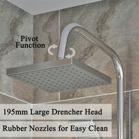 Bathroom Shower Kit Adjust Riser Rail Hose Twin Shower Heads Chrome Square Set
