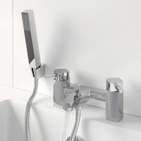 Modern Bathroom Bath Shower Mixer Tap Brass Square Shower Handset Hose Chrome