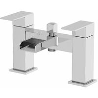Modern Bath Mixer Filler Tap Chrome Waterfall Spout Twin Lever Shower Bathroom - Silver