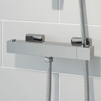 Modern Bathroom Bar Shower Mixer Valve Brass Square Chrome Exposed Bottom Outlet