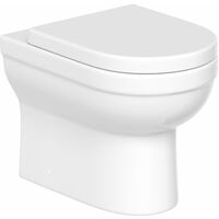 BTW Back To Wall Toilet Pan D-Shape Soft Close Seat Concealed Cistern Dual Flush - White
