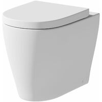 BTW Back To Wall Toilet Pan WC Curved Top Mounted Soft Close Seat Dual Cistern - White