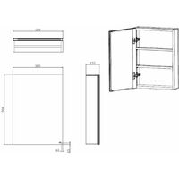 RAK Gemini Bathroom Mirror Cabinet Cupboard Single Door Aluminium 700 x 500mm