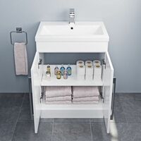 Modern Bathroom Suite 1600 RH L Shape Bath Screen Toilet Basin Vanity Unit White