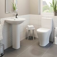 1700mm Bathroom Suite Double Ended Bath Shower Toilet Basin Pedestal Taps Screen