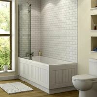 Bathroom Suite 1800 x 750 Curved Bath Screen Toilet Basin Sink Vanity Unit White