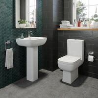 1700mm Bathroom Suite Double Ended Bath Shower Screen Toilet Taps Basin Pedestal