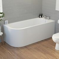 Modern Bathroom 1700 J Shape Right Hand Bath Front Panel Corner Bathtub Acrylic - White
