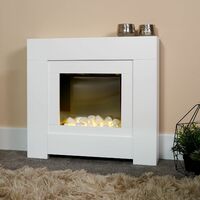 Adam Brooklyn White Electric Fire Fireplace Surround Wood Heater Flame Effect