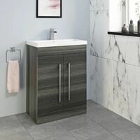 Bathroom Suite 1800mm Straight Bath Toilet Basin Sink Vanity Unit Charcoal Grey