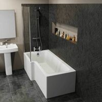 Bathroom Suite 1600mm LH L Shape Shower Bath Toilet Basin Vanity Unit Charcoal