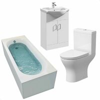 Bathroom Suite Bath 1800 Single Ended Straight Basin Sink Vanity Unit Toilet WC