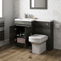 Bathroom Vanity Unit Basin 1100 mm Toilet Combined Furniture Left Hand Charcoal