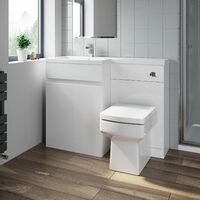 Bathroom Vanity Unit Basin Sink 1100mm Toilet Combined Furniture Left Hand White