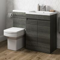 Bathroom Vanity Unit Basin 1100 mm Toilet Combined Furniture Right Hand Charcoal