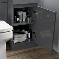 Bathroom Vanity Unit Basin Sink 900mm Toilet Combined Furniture Right Hand Grey