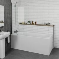 1700mm Single Ended Bathroom Suite Bath Shower Screen Toilet Vanity Basin Taps