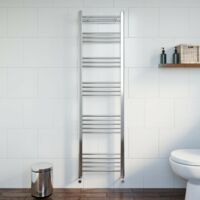 Modern Bathroom 1600 x 450mm Heated Towel Rail Radiator Straight Chrome 22 Rails - Silver