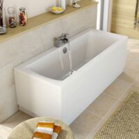 Modern Bathroom Double Ended 1700 x 750mm Square Bath Side Panel Acrylic White 
