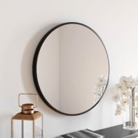 Vasari Large Modern Round Glass Mirror 60cm Black Frame Wall Mounted Bathroom