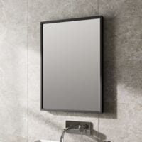 Large Modern Rectangular Glass Mirror 70x50cm Black Frame Wall Mounted Vanity