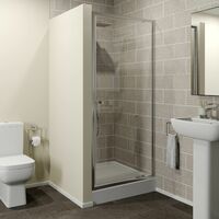 800mm Pivot Shower Door 4mm Glass Raised Easy Plumb Tray Waste Bathroom