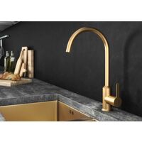 Ellsi Entice Kitchen Mixer Swivel Spout Basin Sink Tap Lever Mono Brushed Gold - Gold