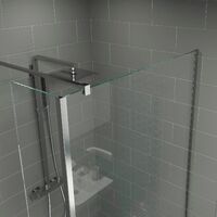 1400 x 800mm Walk In Shower Enclosure Wet Room 700mm Screen 8mm Glass Tray Waste - Clear