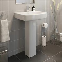 Complete Bathroom Suite RH Shower Bath Toilet Basin Pedestal Shower Taps Square