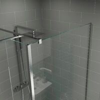 1100mm Walk In Wet Room Shower Enclosure 2 Panel Glass Screen 1700 x 900mm Tray - Clear