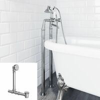 Traditional Freestanding Bath Waste Bathroom Crosshead Shower Mixer Tap Chrome
