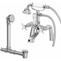Bathroom Traditional Style Shower Mixer Tap Hose Handset Chrome Handle Waste