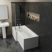 1500mm Essentials Bathroom Suite L Bath Shower Screen Toilet Basin - Left Hand