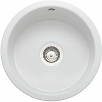Rangemaster Rustique Round Ceramic Single Bowl Kitchen Sink Waste White