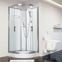 Luxury Electric Shower Cabin Vidalux Pure E Quadrant 800 White Enclosure 8.5kW