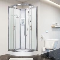 Electric Shower Cubicle Cabin Vidalux Pure E Quadrant 800 White Enclosure 8.5kW