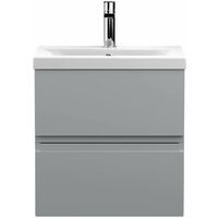 Vasari Silk Grey 500mm Wall Hung Vanity Unit Mid Edge Basin Sink Bathroom Modern