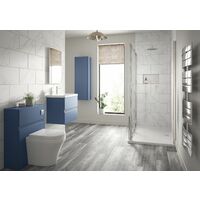 Vasari Silk Blue 600mm Wall Hung Vanity Unit Mid Edge Basin Sink Bathroom Modern