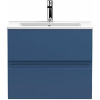 Vasari Silk Blue 600mm Wall Hung Vanity Unit Minimalist Basin Sink Bathroom