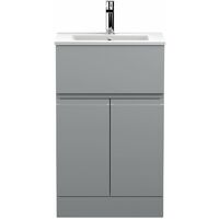 Vasari Silk Grey 500mm Floorstanding Vanity Unit Minimalist Basin Sink Bathroom