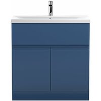 Vasari Silk Blue 800mm Floorstanding Vanity Unit Mid Edge Basin Sink Bathroom